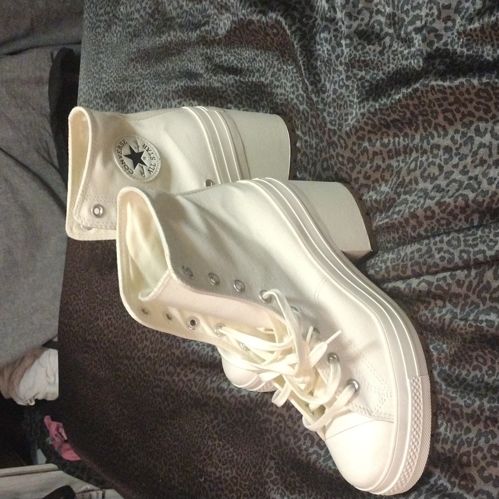 Chuck 70 De Luxe Heel Converse Women's Size 10 White High-Top Platform Sneakers - Picture 3 of 8
